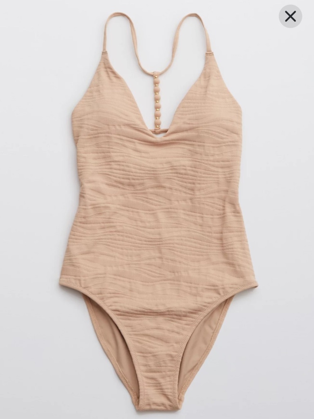 New Aerie Textured Jacquard V Scoop Sands One Piece Swimsuit New Size Small